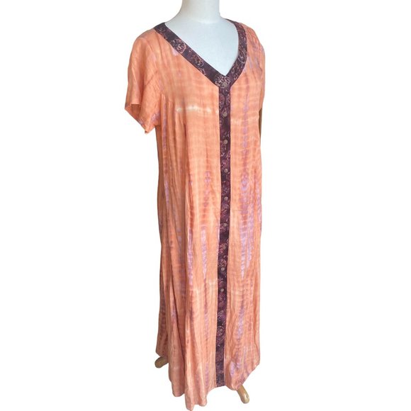 NWT-Soft Surroundings Sunset Bali Maxi Dress Boho Tie Dye Tropical Watercolor-PL - Picture 2 of 13